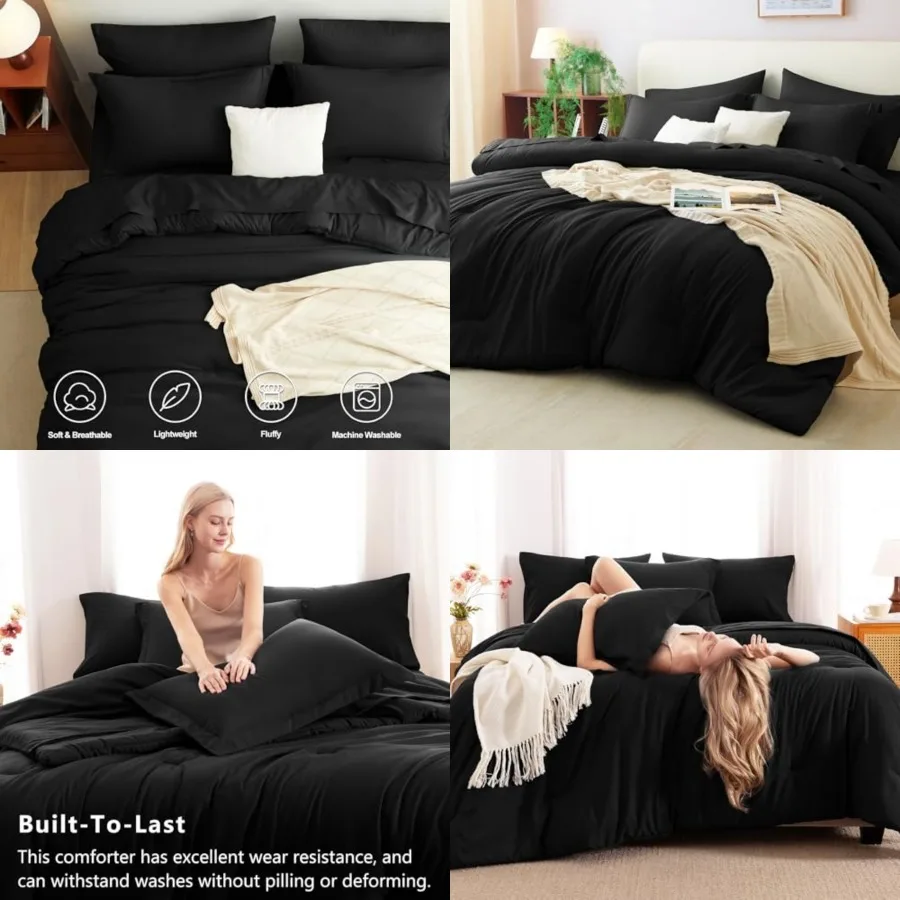 

Comforter Set, 7 Pieces Bed in a Bag Soft Bedding Comforter Set with Sheets, All Season Boho 7PC Bed Sets with Comforter, Fitte