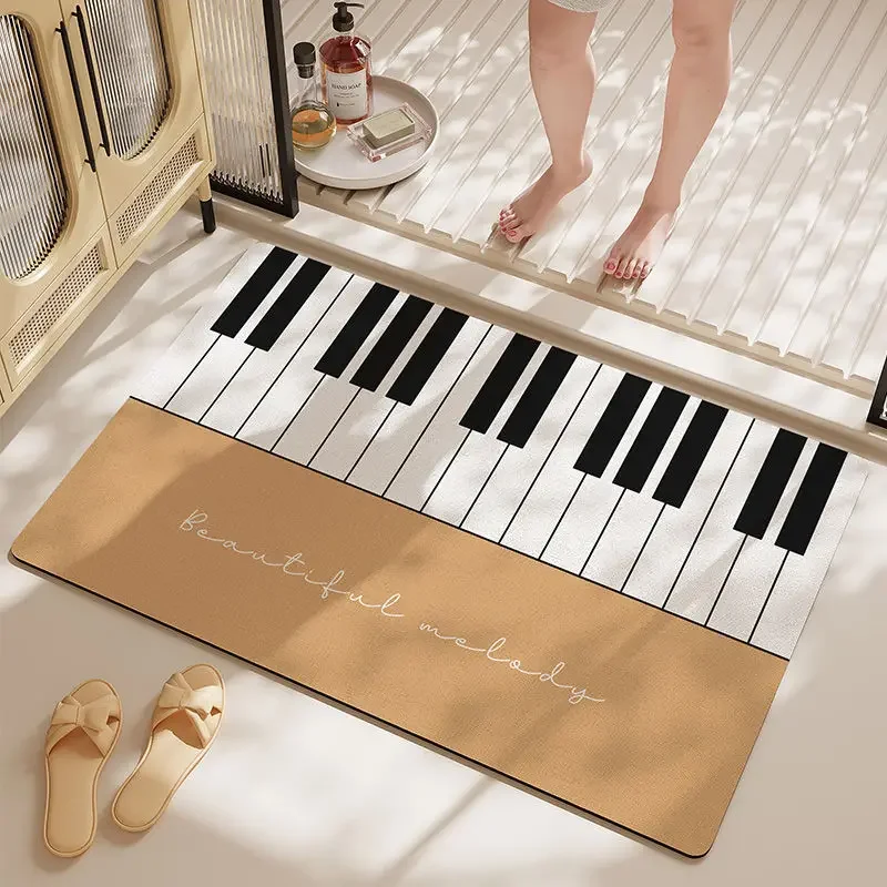 Alfombra de Piano estilo crema, almohadilla absorbente antideslizante para baño, sala de estar, cocina, puerta de entrada, decoración del hogar