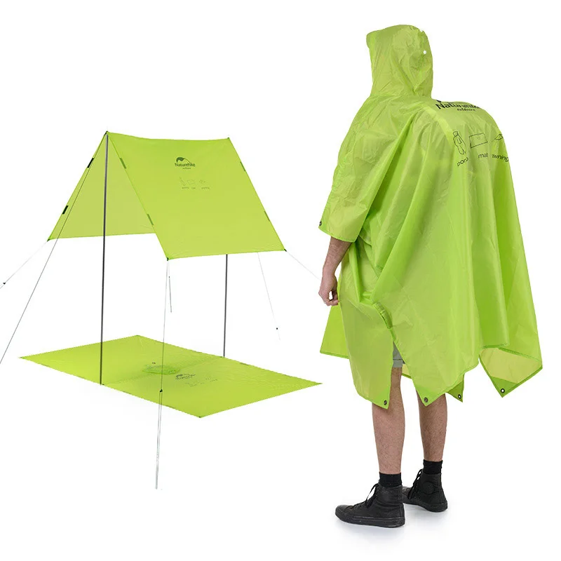 Naturehike Outdoor Raincoat Windbreaker 3in1 Multifunction Camping & Hiking Waterproof Poncho Nylon Travel Awning Mat