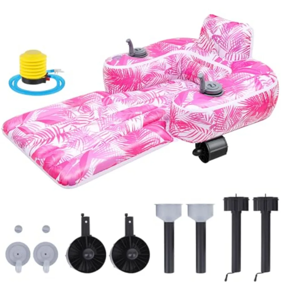 Motorized pool float for adults inflatable electric pool lounger with dual motors and cup holder pink ideal for swimming in poo