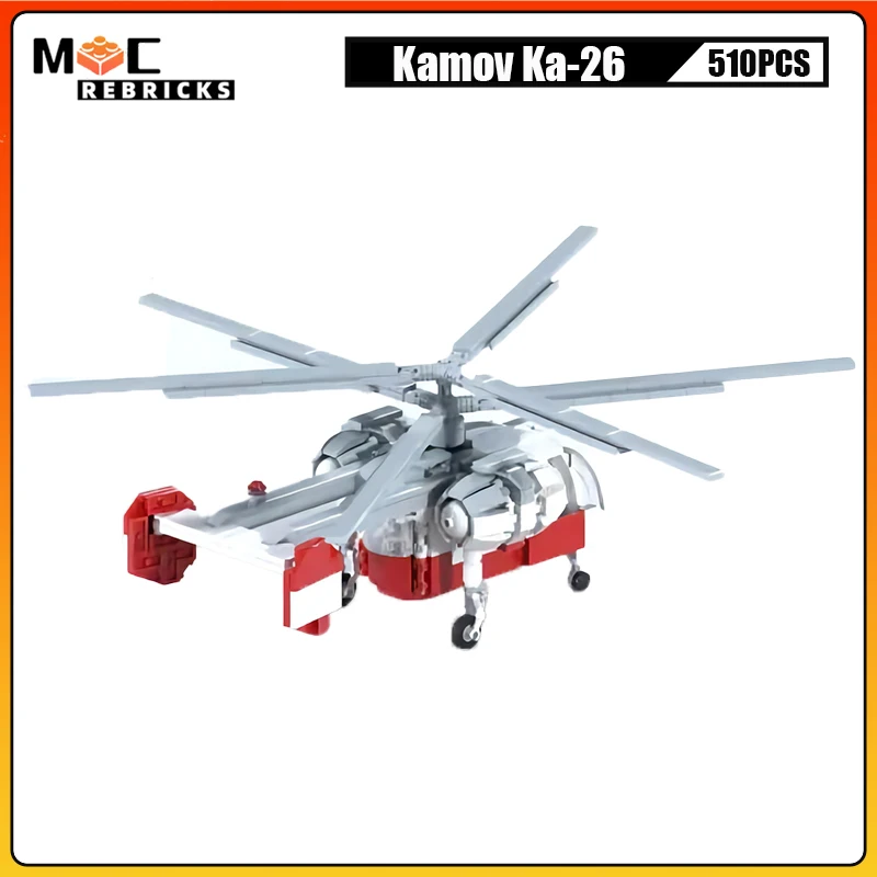 Medevac Passenger Aircraft Kamov Ka-26 Light Utility Helicopter MOC Building Blocks Assembly Airplane Model Kids Bricks Toy Gift