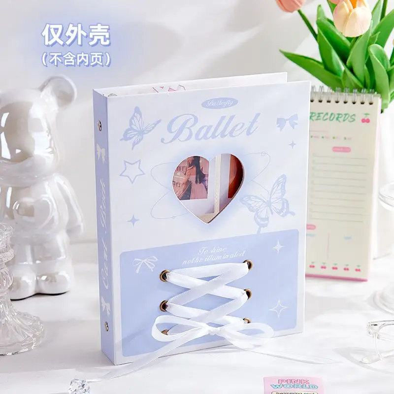 Ballet Ribbon Binder A5 Photocard Collect Book 3inch 4Grid Card Holder Album with 20pcs Pages Girl Gift