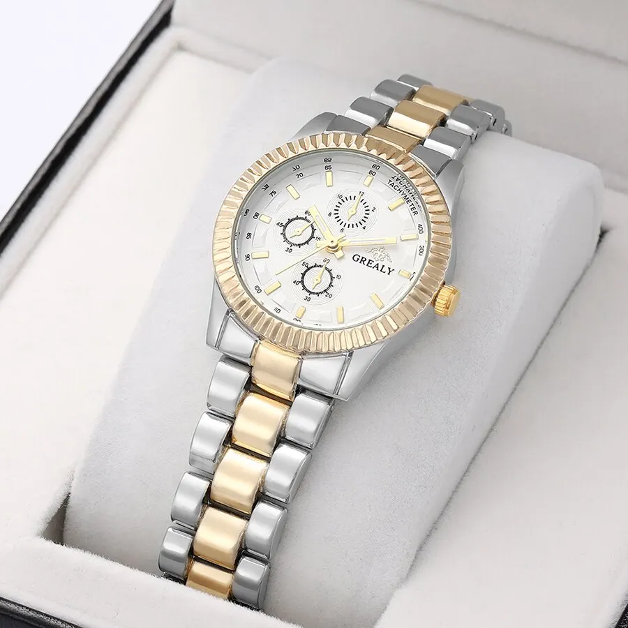 Women Exquisite Quartz Watch Dainty Casual Business Circular Pointer Stainless Steel Strap Watch Gift For Friends