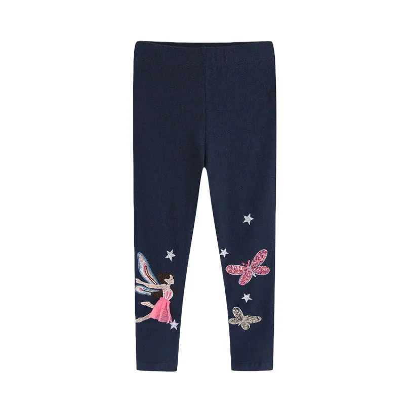 Jumping Meters Fairy Embroidery Leggings for Girls 2-7T Full Length Skinny Pencil Pants Fashion Autumn Spring Baby Clothing