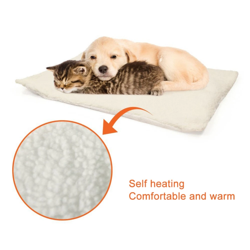 Winter Dog Self-Heating Pad Pet Cat Auto-Heating Blanket Warming Plush Bed Cushion with Thermal Body Heat Reflecting Cord Pad