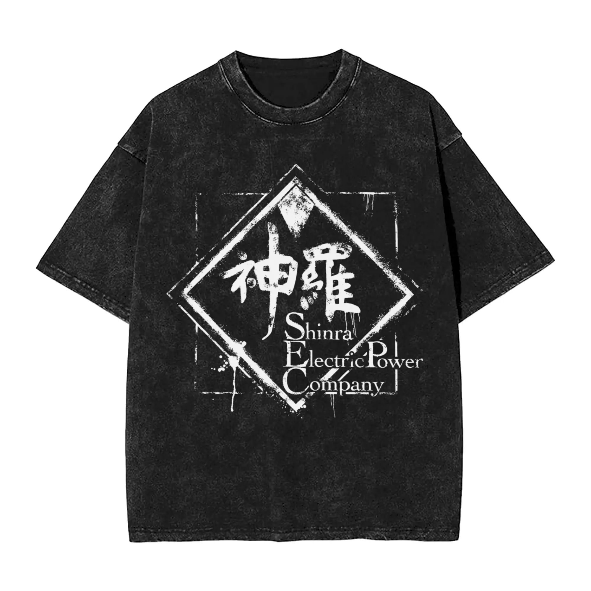 Shinra Inc Finals Fantasys Vintage Washed Tshirts Men Cotton Tops Shirts Aesthetic  Round Neck Short Sleeve
