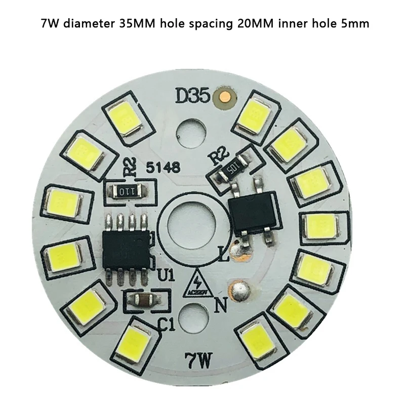 Alto Brilho Lâmpada LED, Placa SMD, Módulo Circular, Fonte Placa, Chip Downlight, Spotlight, AC 220V, 1Pc