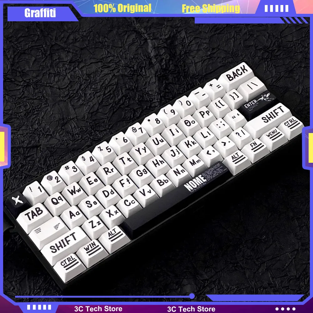 Graffiti Keycaps 137 Key Caps Original Profile PBT Thermal Sublimation Shading Small Set for Customized Mechanical Keyboard DIY