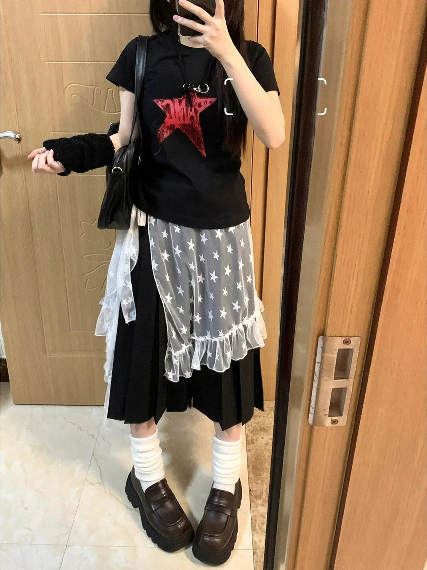 Korean Style Lace Short Skirt with Apron Thin Summer Women's Fashion High Waist A-Line Skirt Side Slit Casual Beach Wear