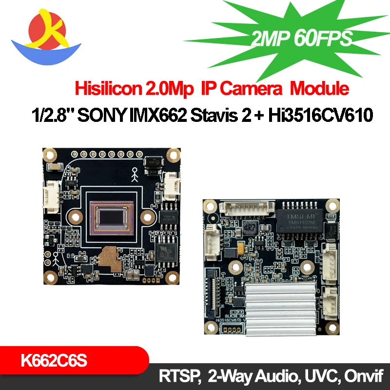 2Mp Super Starlight Imx662 Stavis 2 Module de caméra IP réseau Hi3516Cv610 60Fps Webcam Usb Vision nocturne Surveillance vidéo Onvif 1
