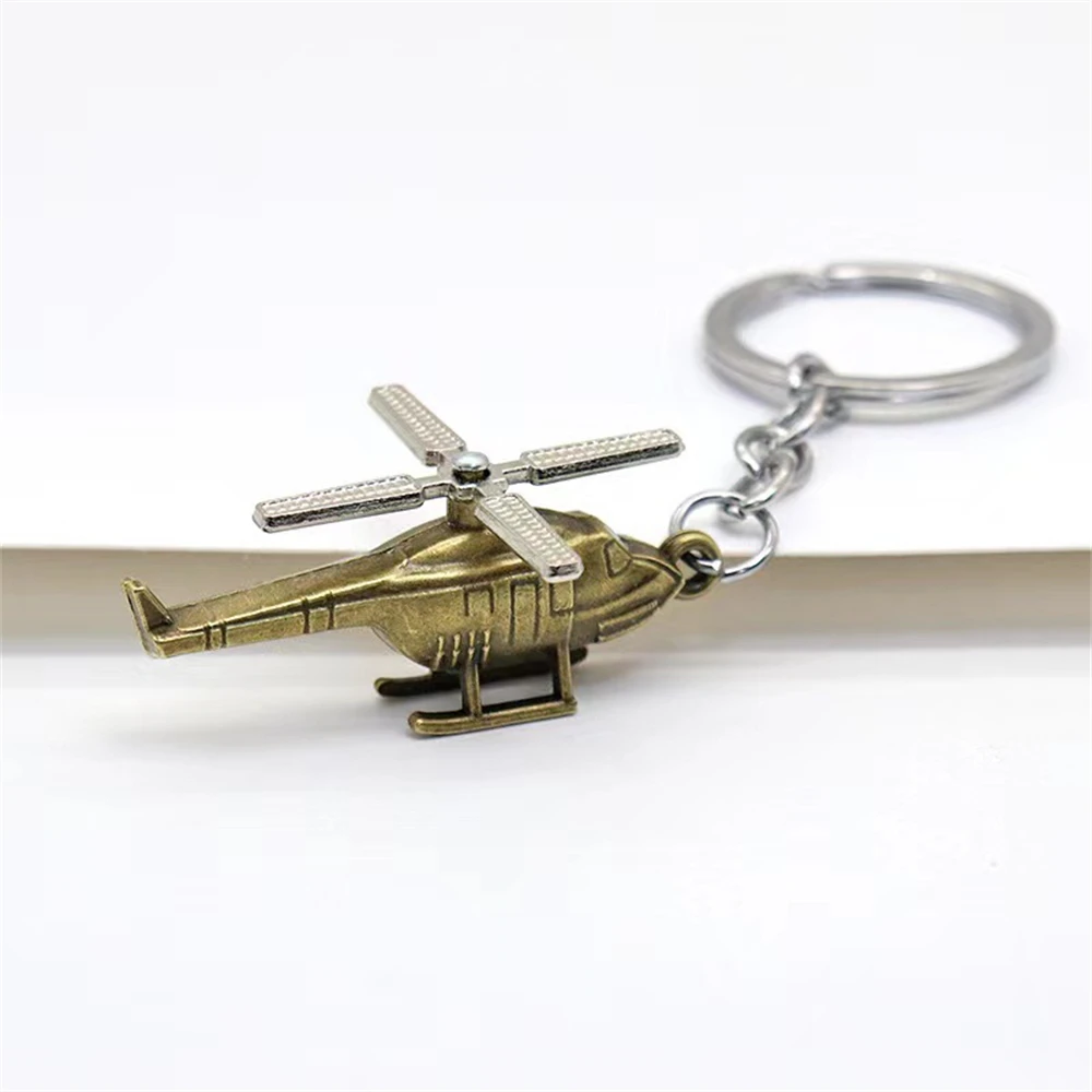 Creative Simulation 3D Helicopter Keychain Multi-Color Retro Aircrafts Keyring Women Men Car Bag Phone Backpack Pendant Gift