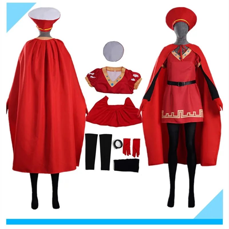 

Lord Farquaad Cosplay Costume Cartoon Fantasia Women Top Cloak Hat Belt Gloves Stockings Outfits Halloween Carnival Party Suit