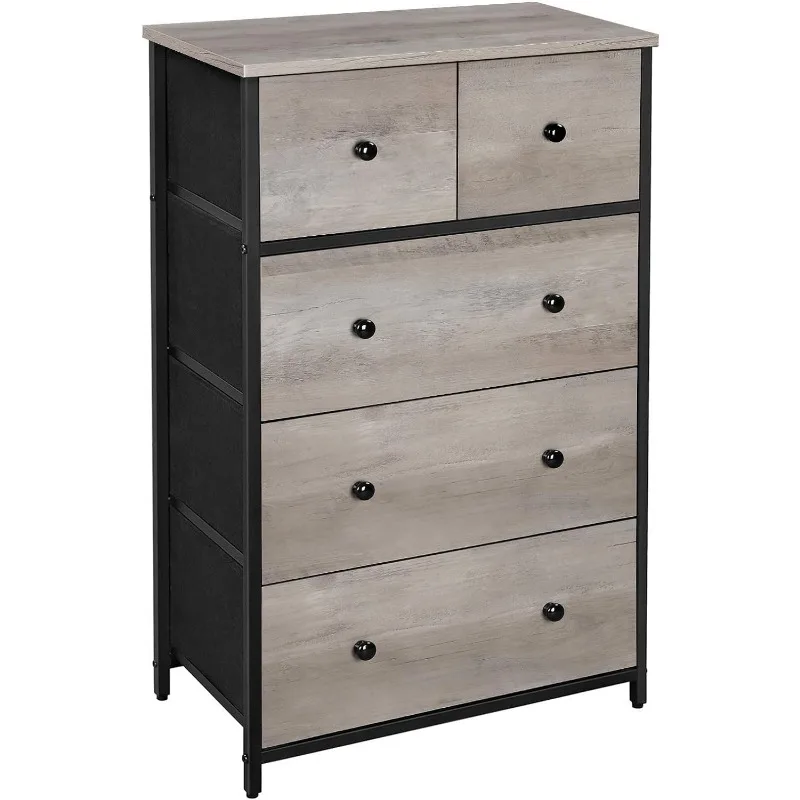 

Storage Tower with 5 Fabric Drawers, Dresser Unit, for-living-room, Hallway-nursery