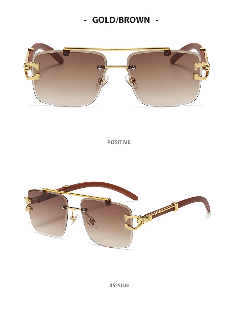 CATERSIDE Retro Quadratische Sonnenbrille Männer Frauen 2024 Luxus Marke Designer Golden Lion Dekoration Sonnenbrille Männer Reisen Brillen – Detail 9