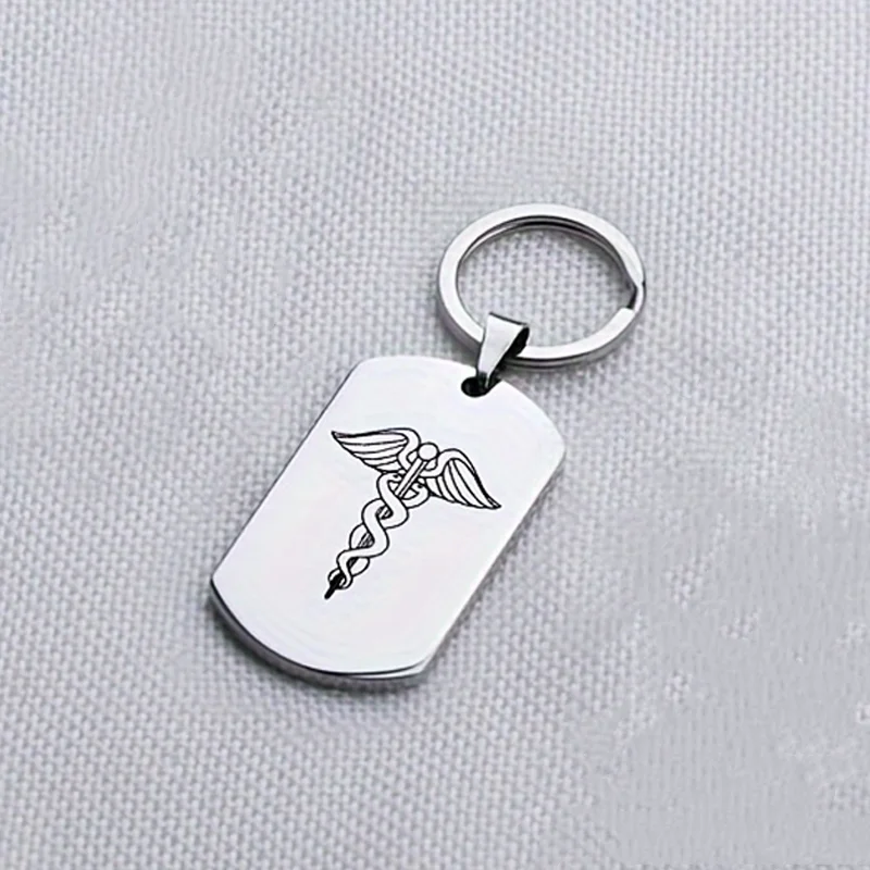 Custom Medical Keychain Men's Personalized Medical Information Record Dog Tag Patient Reminder ID Dog Tag Keychain