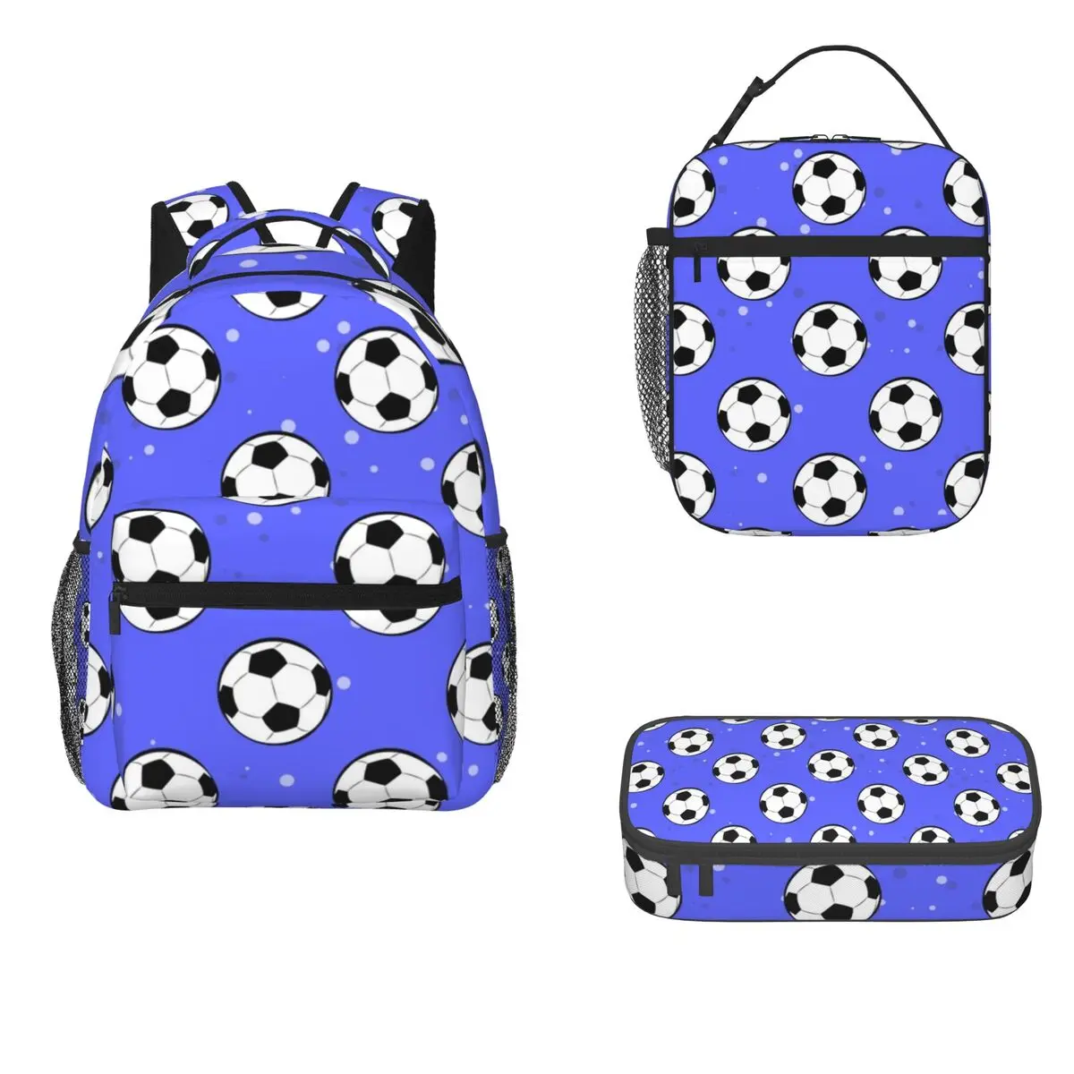 Football Soccer Balls Backpacks Boys Girls Bookbag Students School Bags Cartoon Kids Rucksack Lunch Bag Pen Bag Three-Piece Set