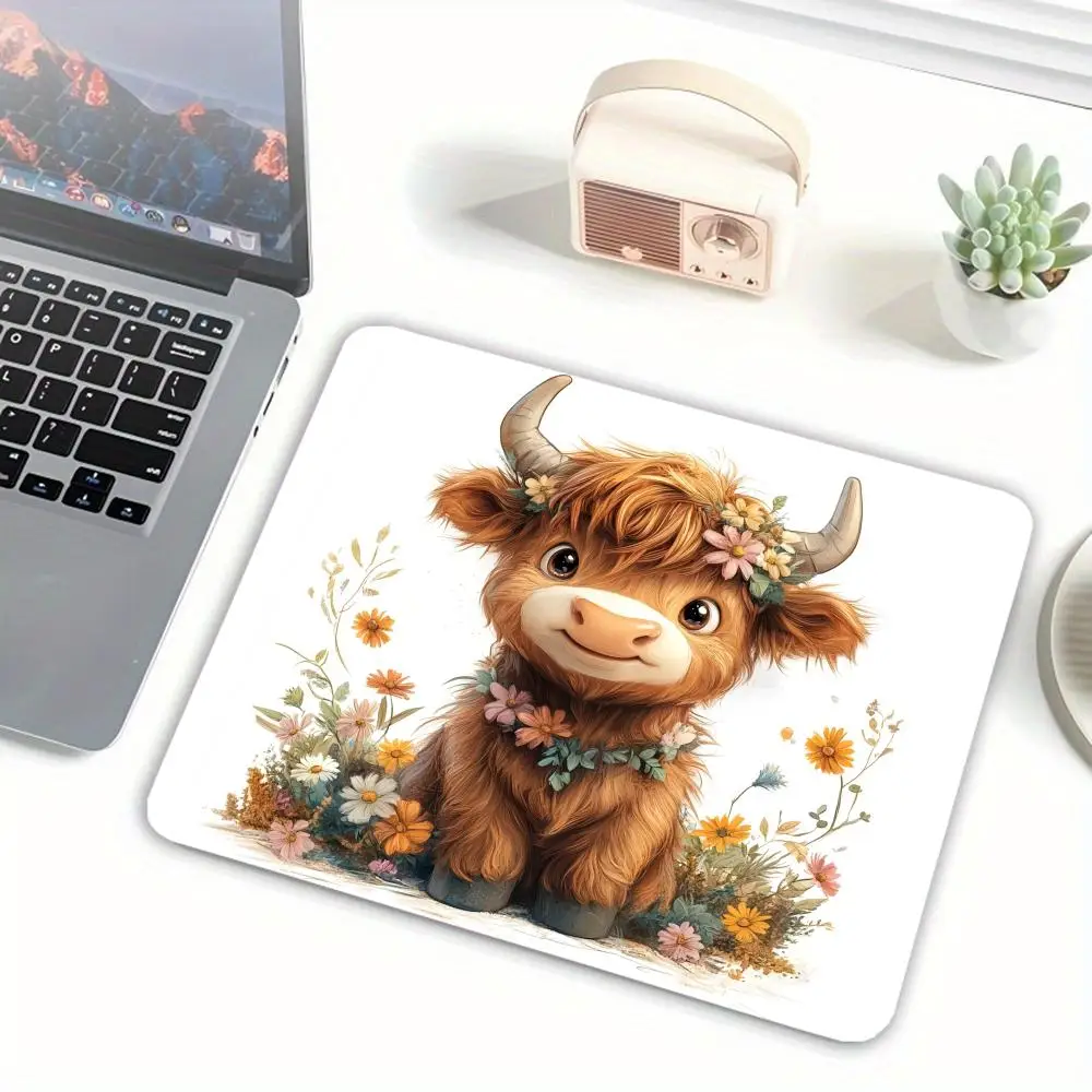 Floral Art Print Highland Calf  mouse pad xxl rubber keyboard mouse carpet anti-slip gamer  mouse pad for Laptop home