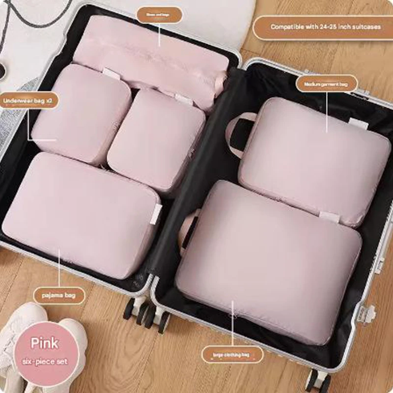 

Сжимаемая дорожная сумка для хранения вещей, одежды, нижнего белья, обуви, носков, набор из шести предметов, органайзер для багажа
