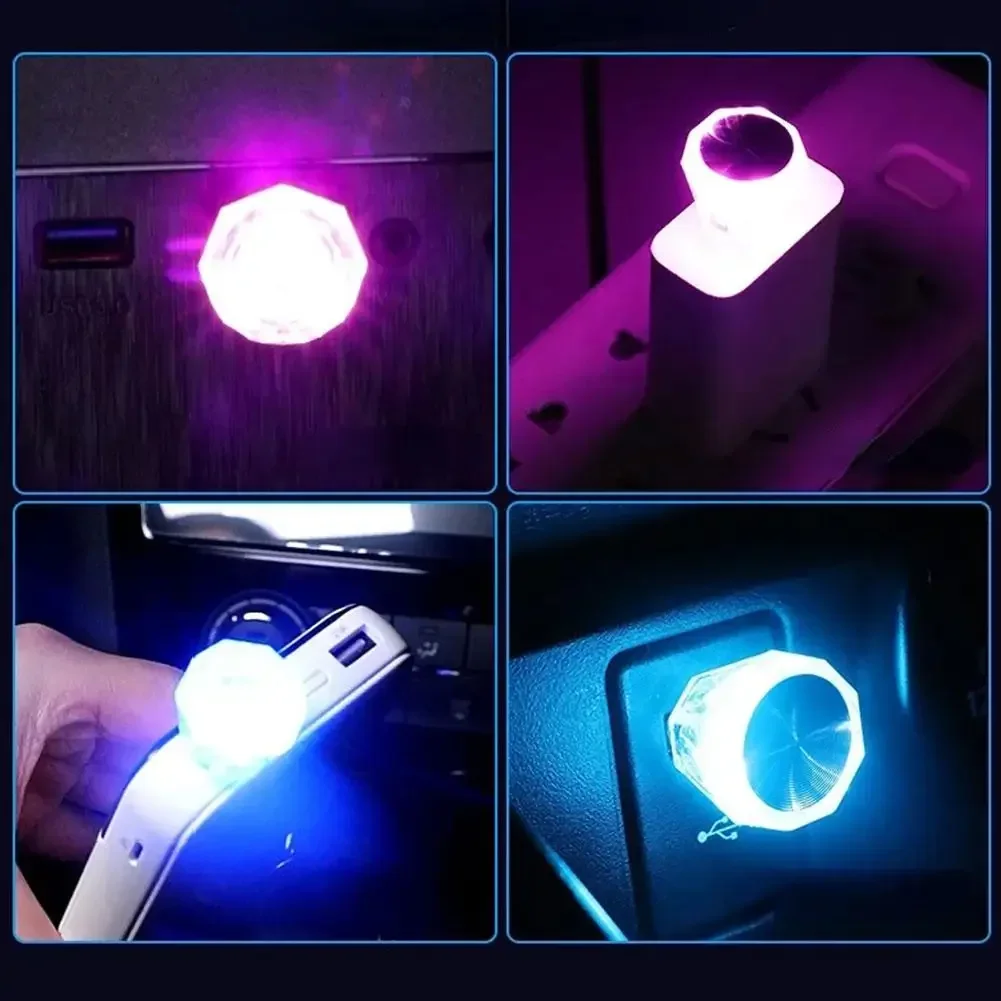 Encendedor de cigarrillos de coche con USB, luz de ambiente LED, Mini luz nocturna colorida sin cableado, suministros de iluminación Interior, accesorios nuevos