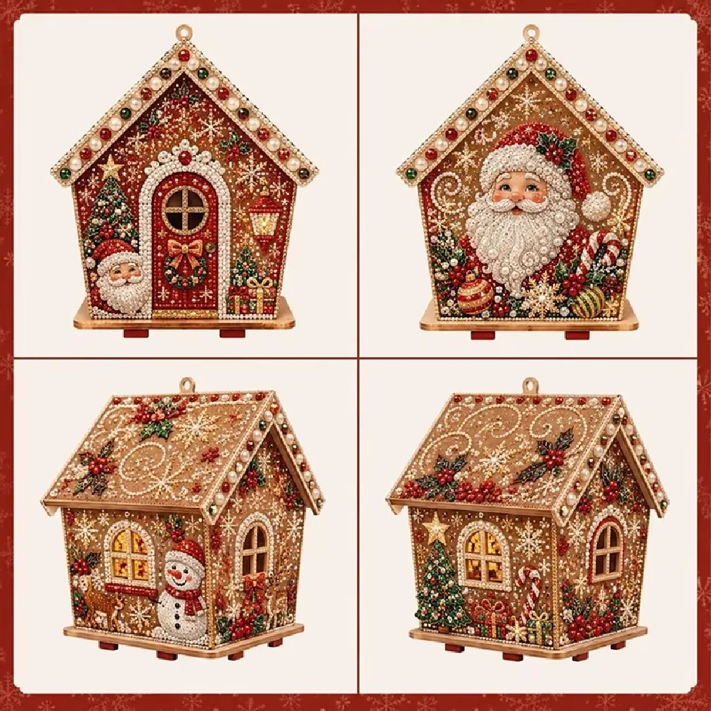 Diy Pearl Diamond Painting Christmas Kit Santa Snowman Hand Art Craft Relieve Boredom Home Decor Ornament Gift Accessory Supply