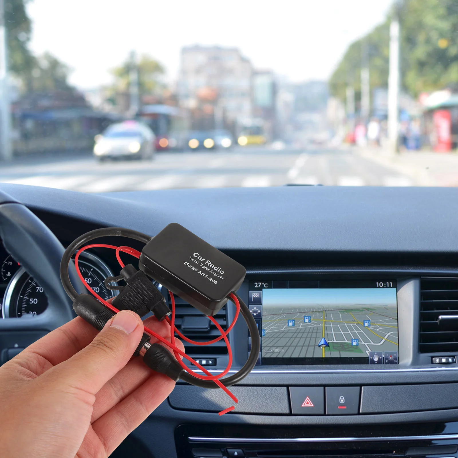 

1Set Car Antenna Amplifier Fm Am Bands Signal Booster Radio Antenna Amp Easy to Install Durable Compact Portable