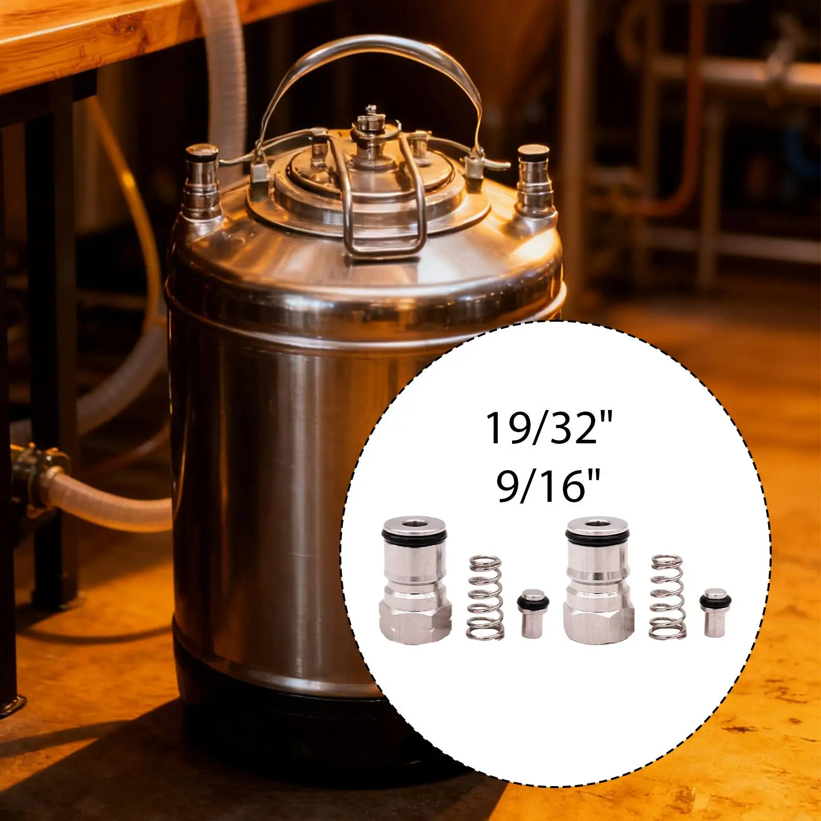 Ball Lock Keg Post Sealing Sturdy Accessories Keg Adapter Replacement Fitting Stainless Steel with Poppet Homebrew Beer