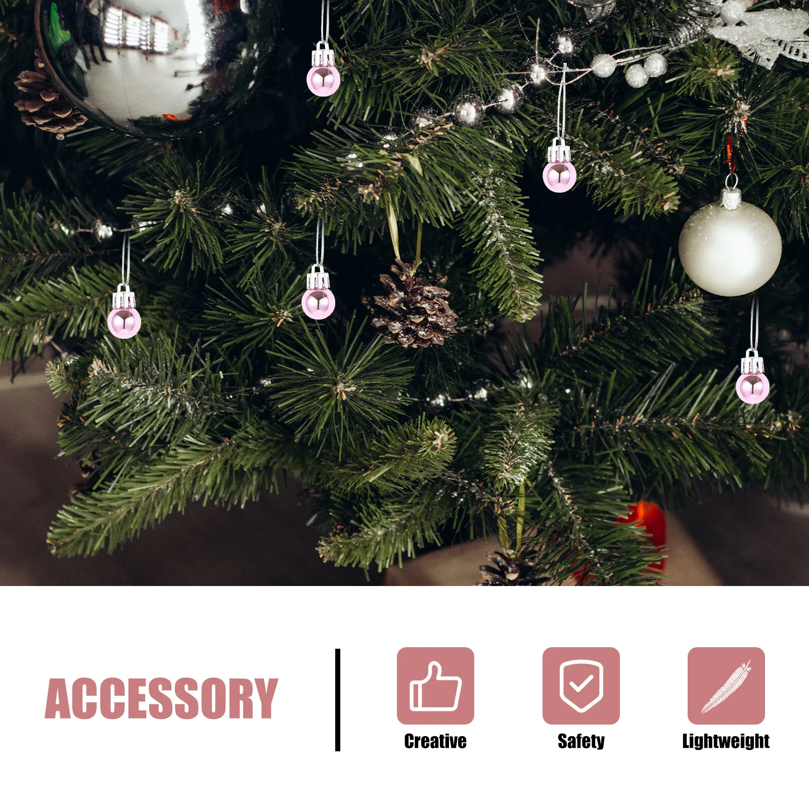 

24Pcs 2Cm Christmas Pendant Mini Ball Hanging Decor Xmas Tree Ornaments Home Garden Patio Bar Festival Atmosphere Pink