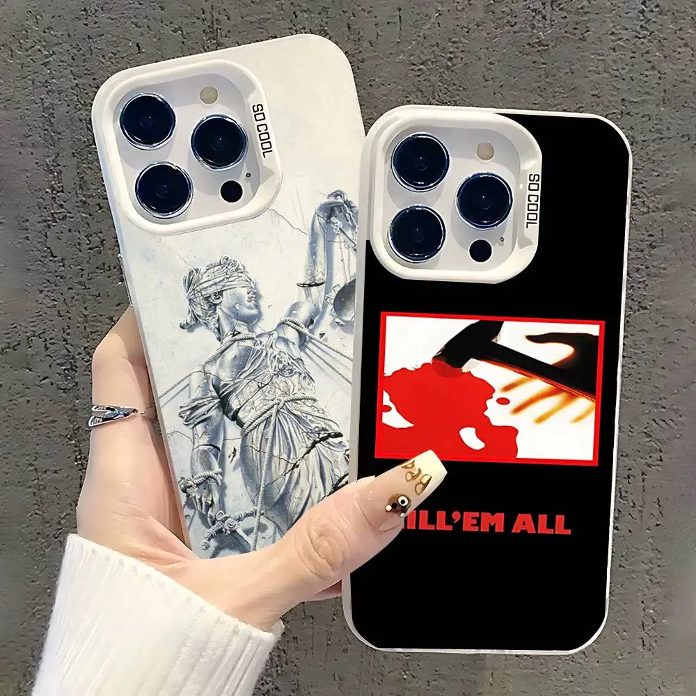 M-metallica band capa de telefone para iphone 17,16,15,14,13,12,11, pro,xs, max, plus, mini, se branco doce fosco capa à prova de choque