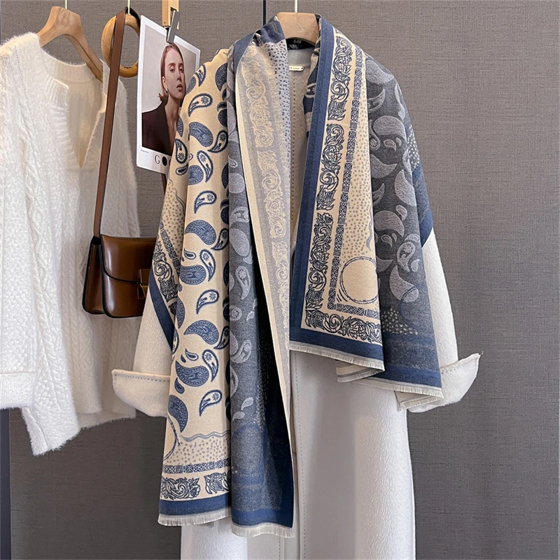

2025 Bohemia Style Paisle Luxury Winter Warm Women Scarf Imitation Cashmere Thicken Shawl Pashmina Female Wrap Blanket Foulard