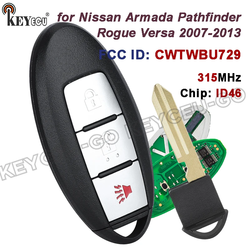 

KEYECU 315 МГц ID46 чип CWTWBU729 умный дистанционный брелок для Nissan Armada Pathfinder Rogue Versa 2007 2008 2009 2010 2011 12 2013