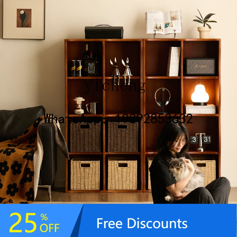 retro solid wood falling cabinet Nordic display cabinet Bookshelf display cabinet