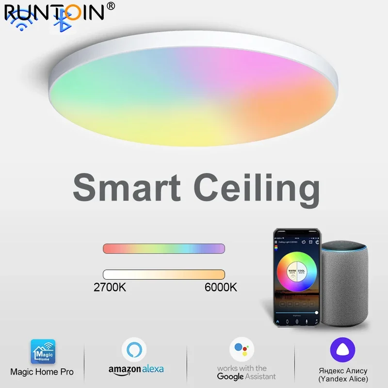 Imagem -02 - Marpou Inteligente Luz de Teto 30w Rgb Conduziu a Lâmpada do Teto Wi-fi App Controle Voz com Alexa Luzes para Sala Estar Decoração Quarto