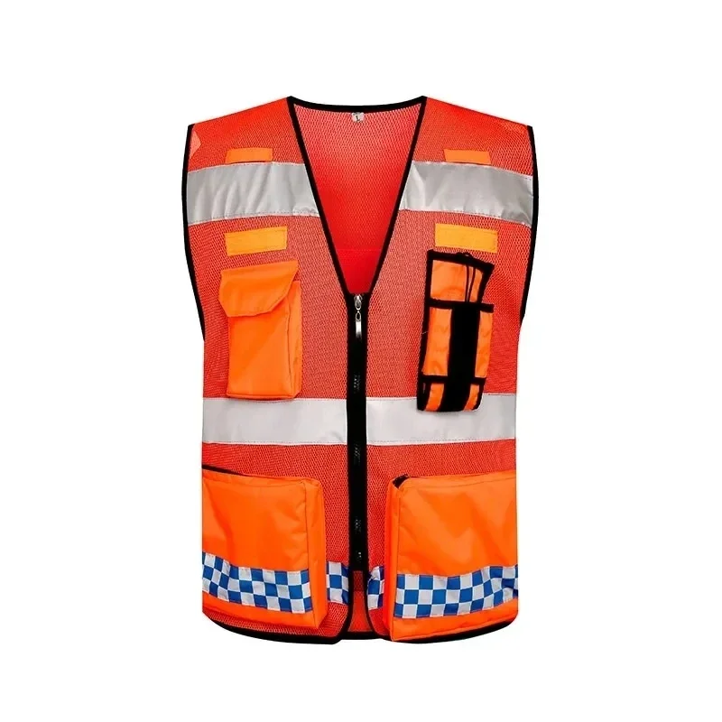 High Visibility Multiple Pockets Breathable Reflective Safety Vest Construction Site Night Riding Reflective Vest