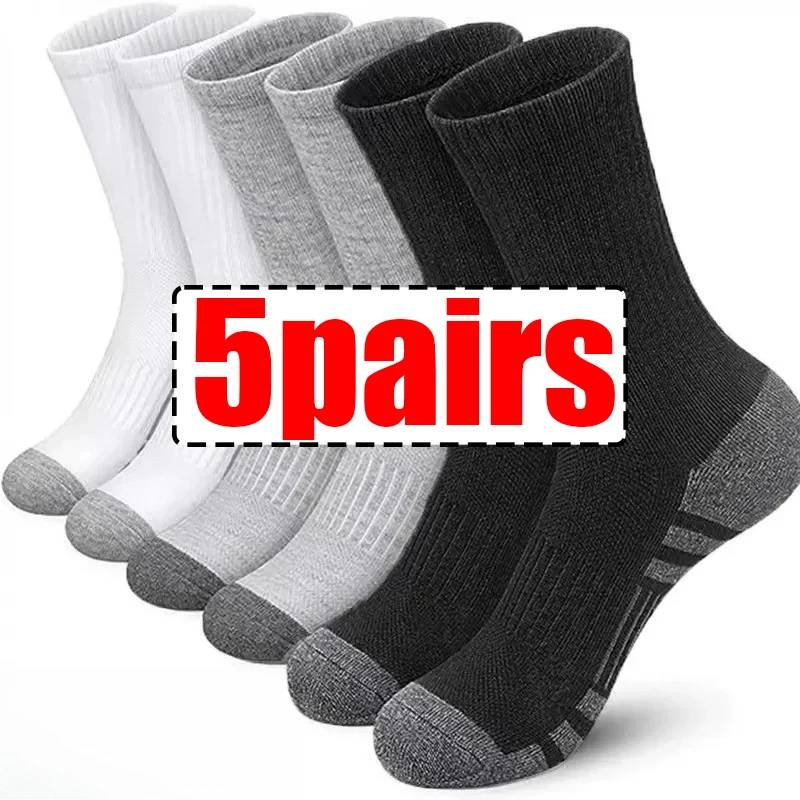 Men's Plus Size Cotton Middle Tube Socks Breathable Soft Running Socks Mesh Moisture-Wicking Elastic Cuff Sports Sock Daily Wear