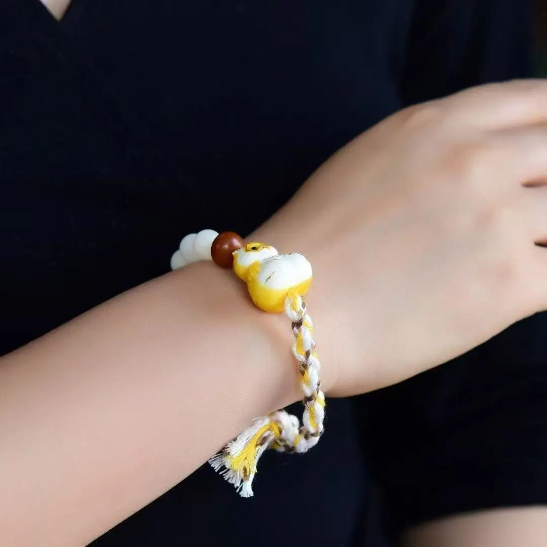 

New Hand Woven Chain With Mm White Bodhi Bucket Pearl Deer Antlers And Tiger Chinese Style Accessories Holiday Gifts