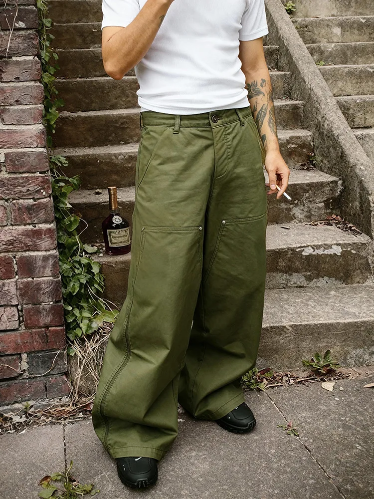 Rustic Logging Sle Pure Cotton Casual Men's Faion Workwear Pants Vintage Waed Look Autumn New Arrival Iated Brand