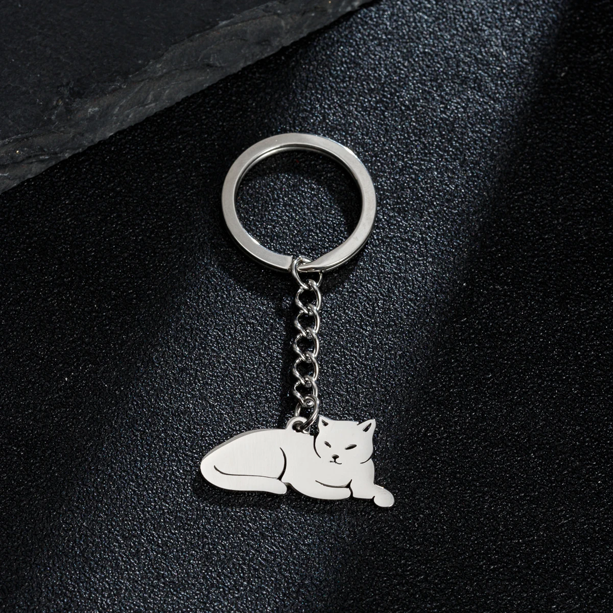 Lucky Happy Cat Metal Keychain Charms For Women Stainless Steel Chain For Keyring Making Supplies Keyholders With Free Shipping