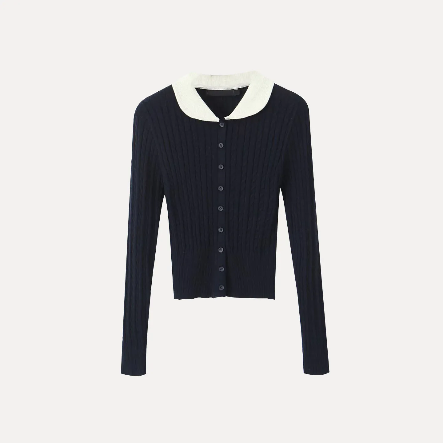 

Casual Sle Knitted Sweater Turn-down Collar Color Blo Faionable Women's Wear Polyester Fiber Long Sve Regular Length