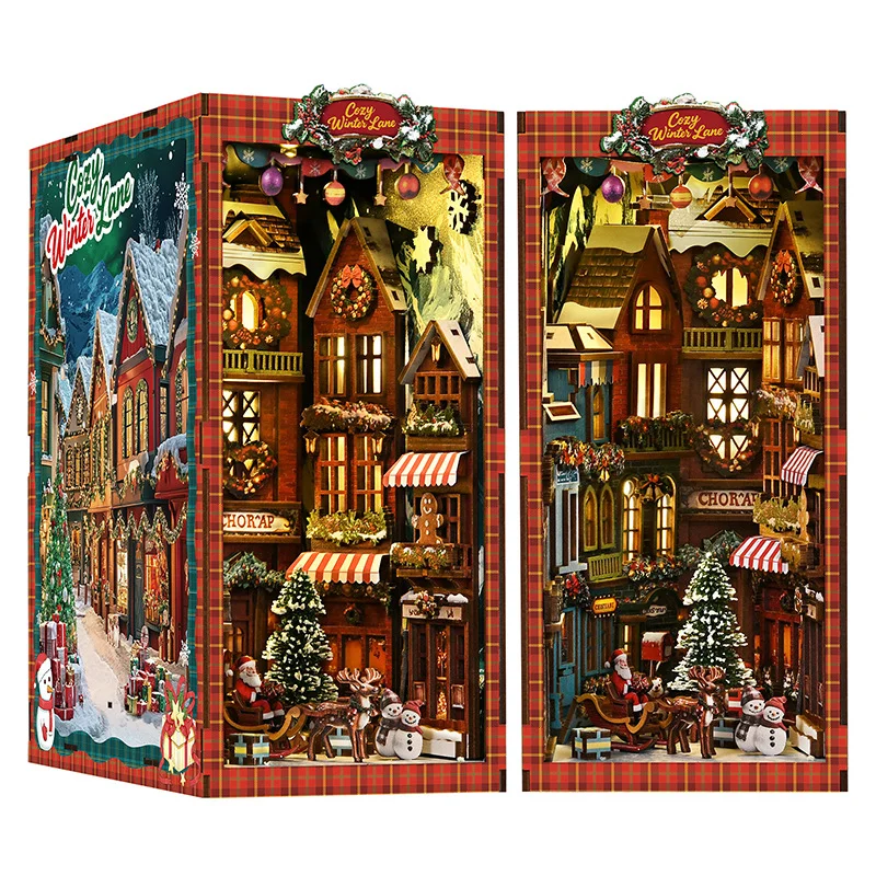 عيد الميلاد شارع ركن كتاب حامل DIY منزل 3D مجسمة اليد تجميعها كتاب حامل لعبة منزل نموذج البيت #5