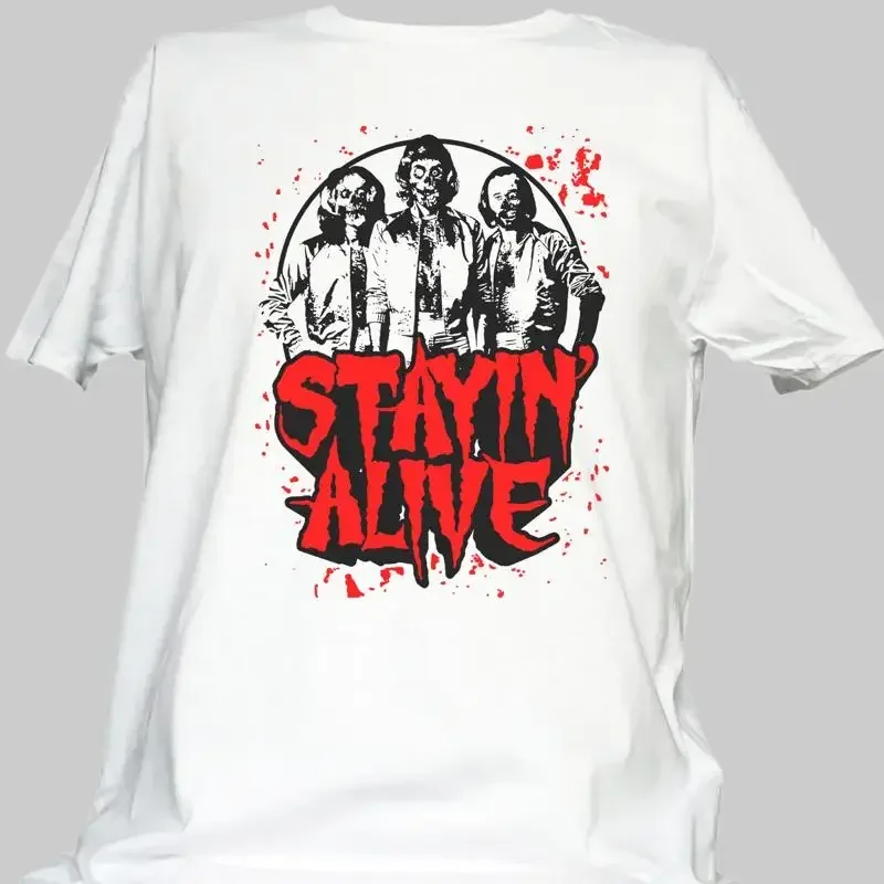 Bee Gees Disco Staying Alive Fun Party T-shirt blanc unisexe S-3XL