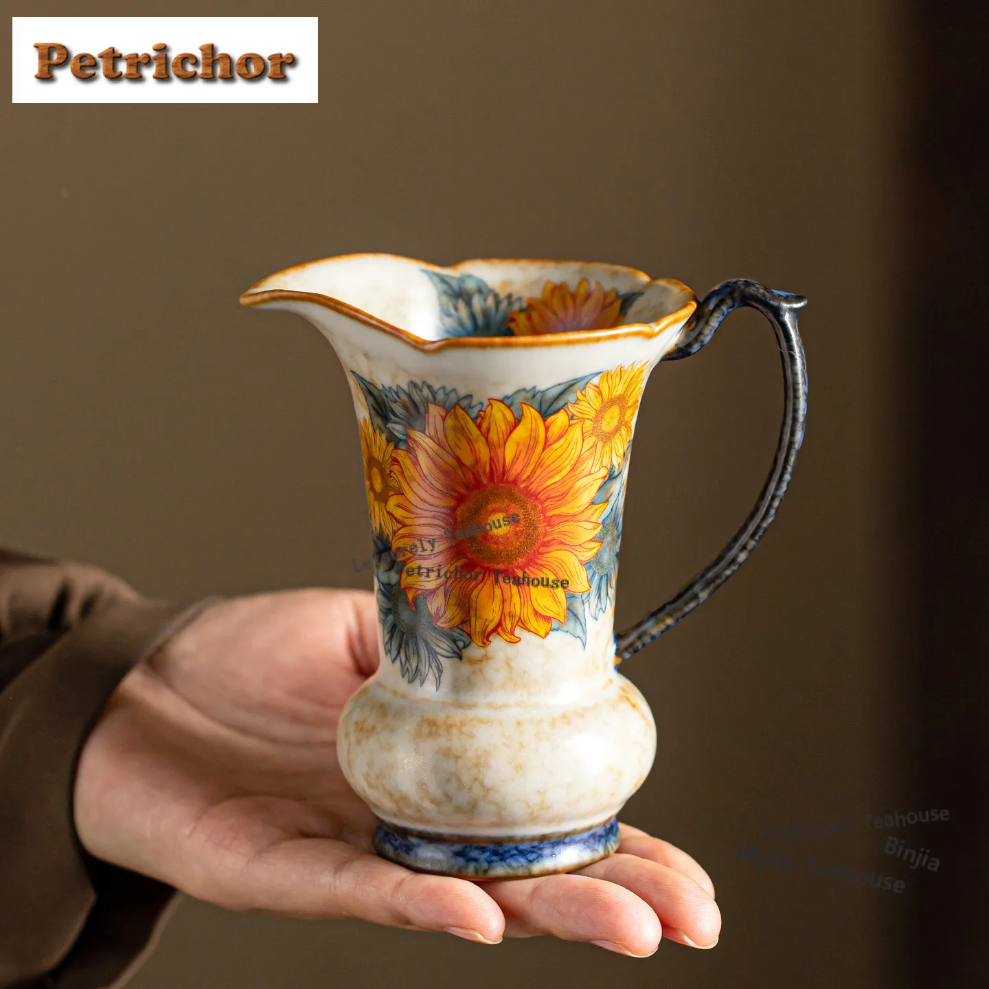 170ml Ru Kiln Caramel Glaze Handle Fair Cup Tea Pitcher Divide Tea Sunflower Cha Hai Dispenser Justice Cup Fair Mug Drinkware