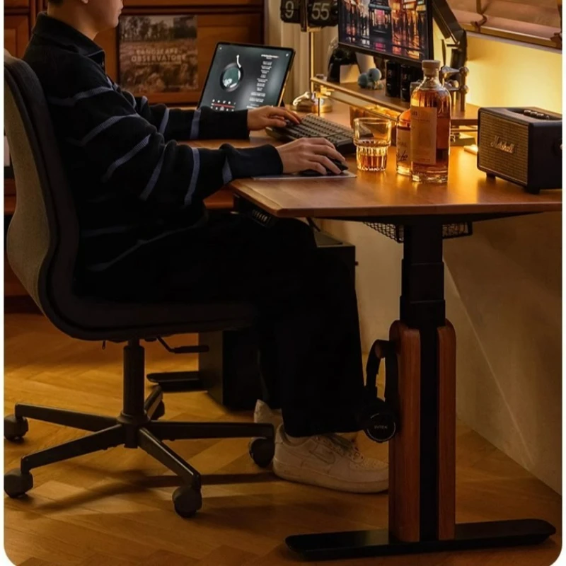 Electric Solid wood desk Household cherry wood desk Study table Computer E-sports table Household