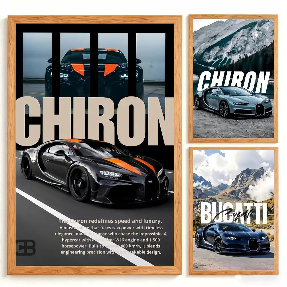 Super Car B-BUGATTI Painting Calligraphy Stylish Canvas Poster Wall Art for Living Room Bedroom Office Home Decor