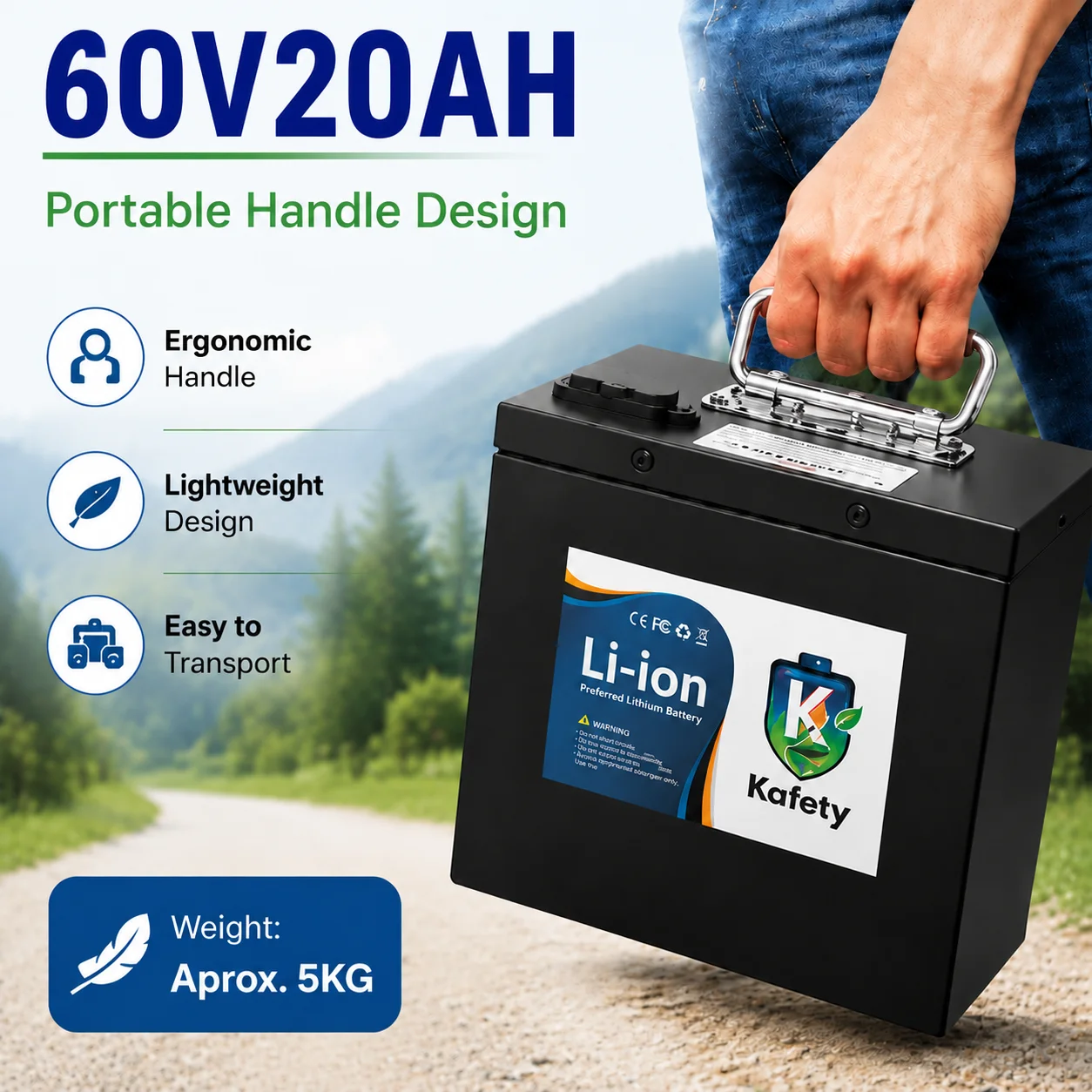 60V 18650 Lithium-Akku-Pack 20AH mit eingebautem Sicherheits-BMS, perfekter Ersatz für 500W-3000W Elektroroller, inklusive Ladegerät.