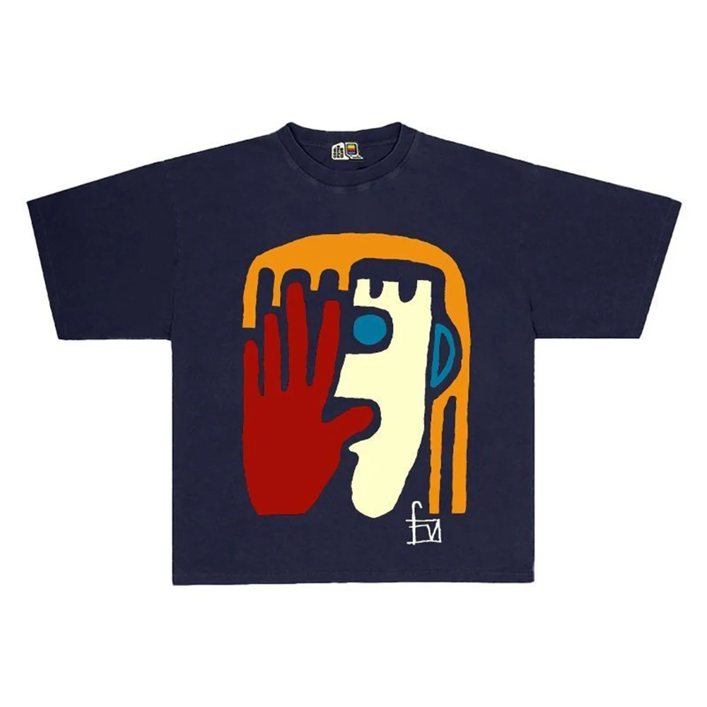 

Summer New Men's Y2k Graphic Short-Sleeved T-Shirt American Retro Fashion Trend Street Hip-Hop Loose Breathable Niche Men's Tops