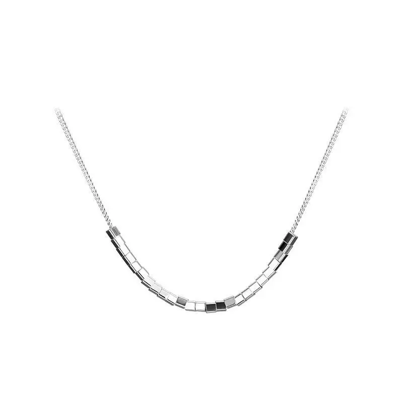 

Ladies Silver Geometric Square Shiny Clavicle Chain Simple Fine Jewelry Necklace Gift