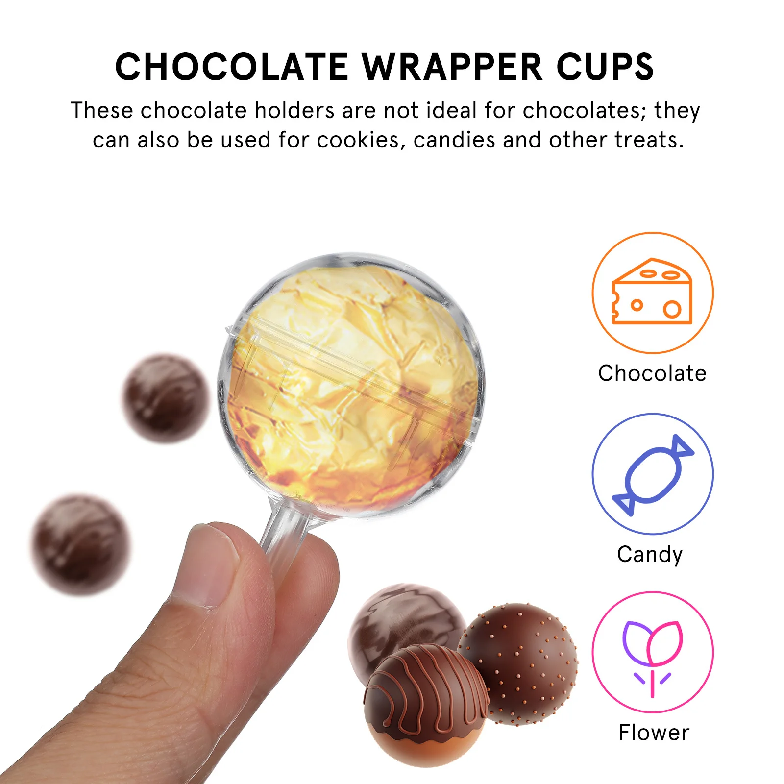 80 قطعة من أكواب باقة الشوكولاتة كوب الكمأة الشفاف لحامل تغليف الحلوى وحفلات أعياد الميلاد وعيد الحب وحفلات الزفاف #2