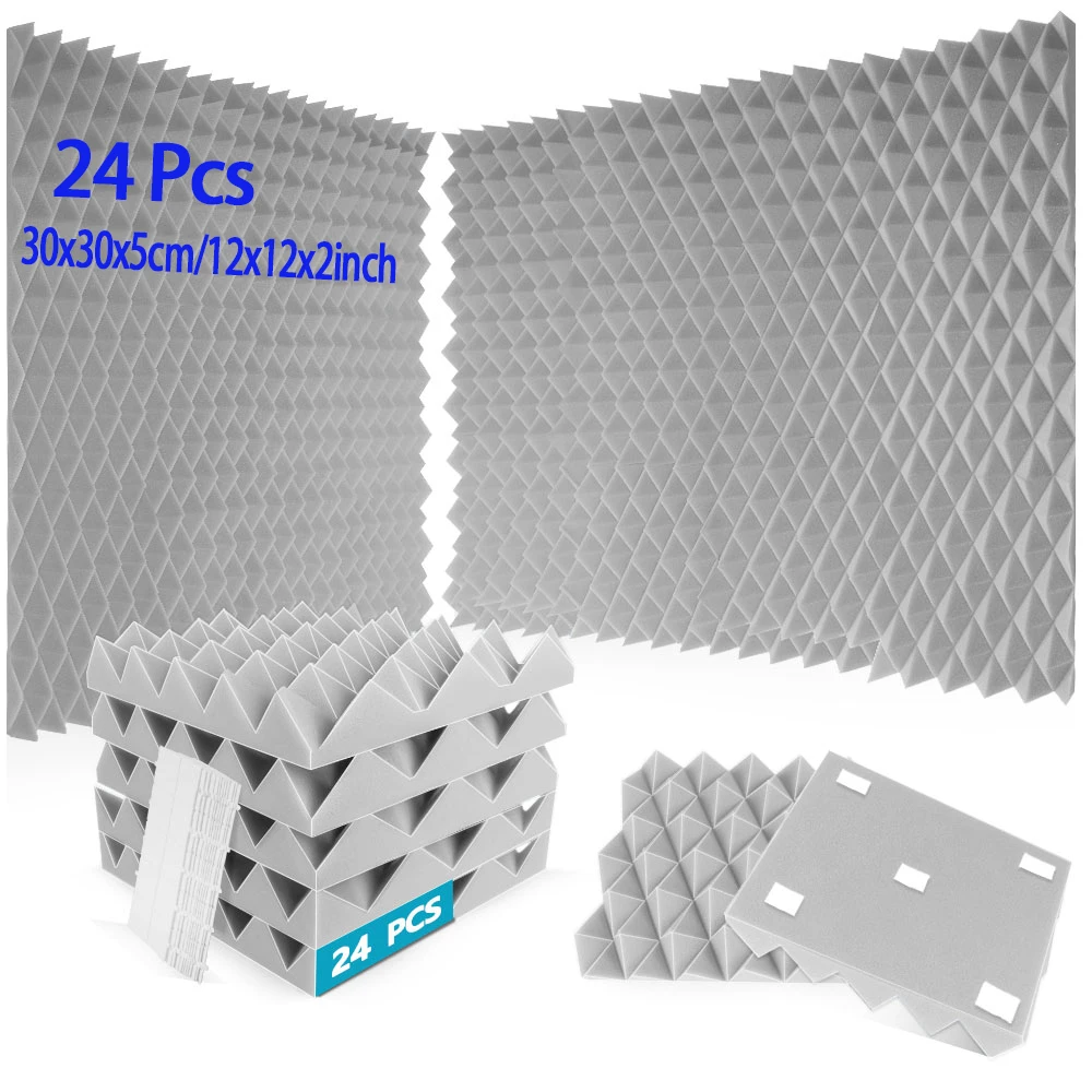 

Акустическая пена для звупоглощения и шумопоглощения, огнестойкая звукоизоляционная пена высокой плотности, 24 шт.