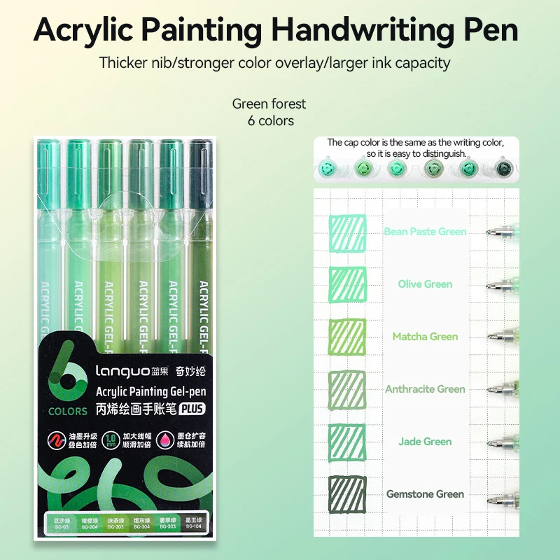 Languo 6-144 Kleuren Schilderen Acryl Gel Pennen Grote Capaciteit Inkt Pen voor Tekenen Dagboek Diy Kleur Doodling Schilderen Art Supplies