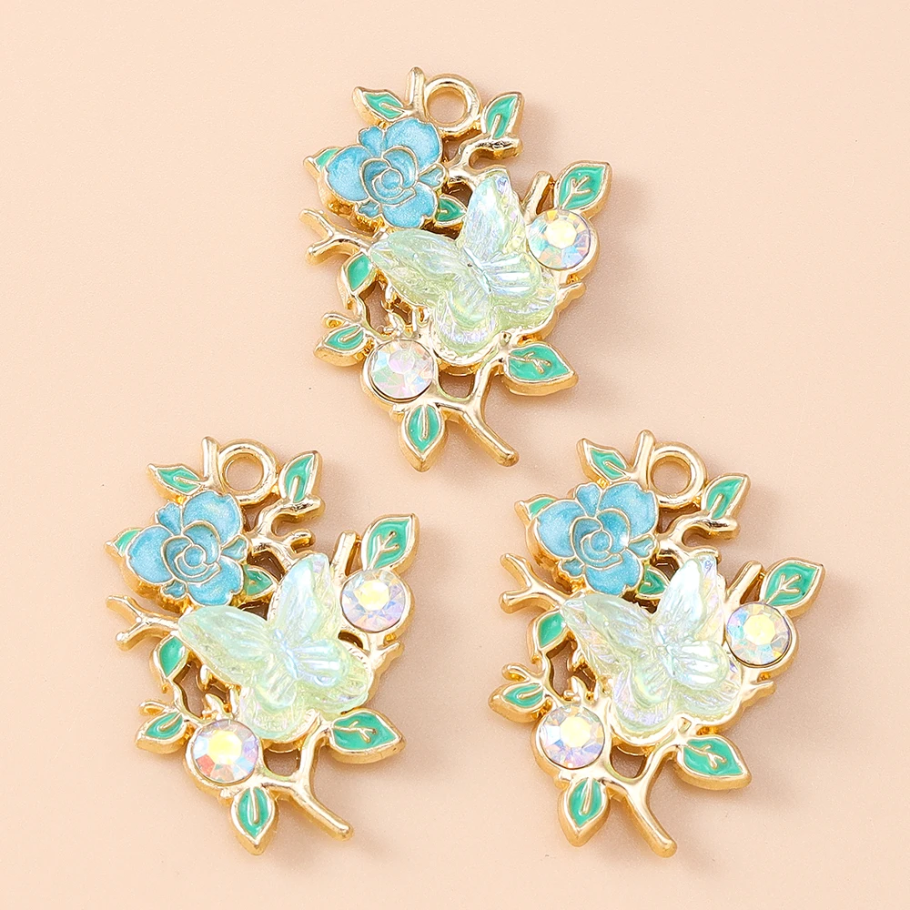 Leslie 10 stücke Neue Exquisite Blume Schmetterling Charms Emaille Schmetterling Anhänger Für Frauen DIY Halskette Ohrringe Schmuck Geschenke – Detail 12
